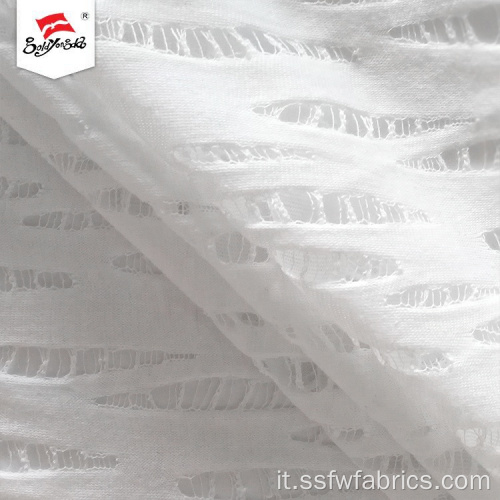 Tessuto jacquard bianco 100% poliestere per abito